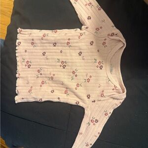 Carter's Pink Floral Ribbed Long Sleeve Top